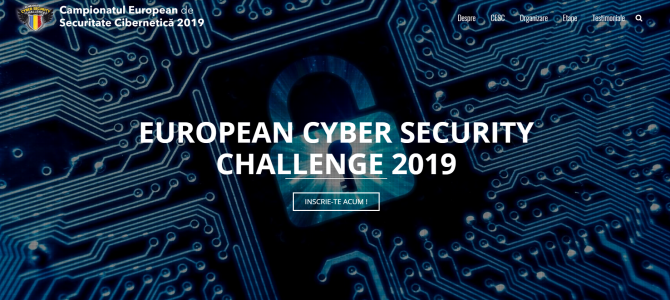 Au început înscrierile! În perioada 6 – 7 aprilie 2019, Serviciul Român de Informații, împreună cu CERT-RO și Asociația Națională pentru Securitatea Sistemelor Informatice, alături de partenerii Orange Romania, Bit Sentinel, certSIGN, CISCO, Microsoft, Clico, Palo Alto și Emag, organizează prima etapă de selecție (online) a echipei naționale pentru Campionatul European de Securitate Cibernetică, ediția 2019 (ECSC19)